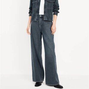 OLD NAVY High-Waisted Oversized Baggy Wide-Leg Jeans - Size 8 - Charcoal Wash